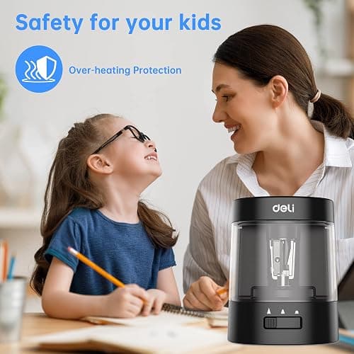 Deli Electric Pencil Sharpener, Automatic Pencil Sharpeners for No.2 Pencils Colored Pencils, USB & Battery Operated Pencil Sharpener for Kids, School, Home, Office, Classroom, Black thumbnail 5