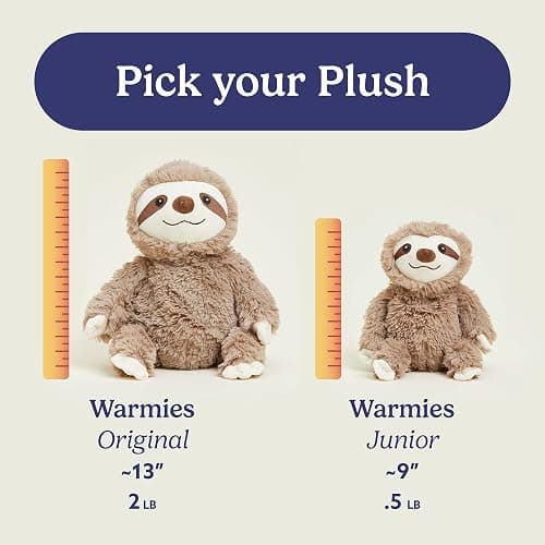warmies Junior Microwavable & Weighted Stuffed Animals, Sloth - Heated Stuffed Animal Plushie for Warmth & Comfort - Cute Soft Plush Toys for Adults & Children (Boys, Girls, Babies & Toddlers) thumbnail 7