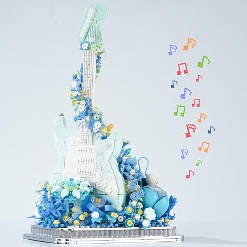 Conlinktion Flower Bouquet Guitar Building Blocks Set, 1125PCS Music Instruments Guitar Bricks Set, Gifts for Adults and Kids (bass) - Image 1