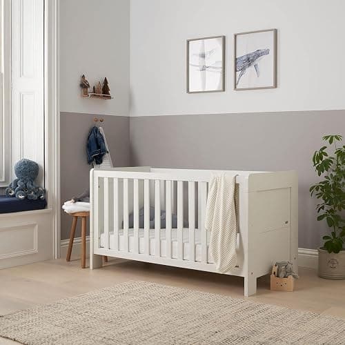 Tutti Bambini Alba 3-in-1 Baby Cot Bed (0-6 years) 140x70 cm - 3 modes: Wooden Baby Crib, Toddler Bed & Day Bed, Convertible Baby Bed, Adjustable Base, (White) - Image 1