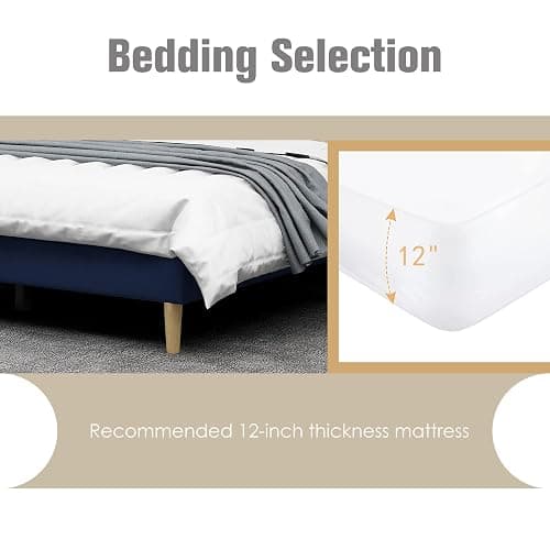 AGARTT Upholstered Platform Bed Frame Full Size with Headboard and Footboard/Wooden Slats Support/No Box Spring Needed/Easy Assembly,Blue Velvet thumbnail 6