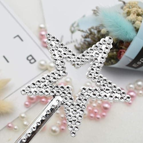 UOUYOO Silver 13 Inches Star Wand Angel Wand Princess Fairy Wand | for Halloween, Christmas, Thanksgiving, Holiday Shows thumbnail 2
