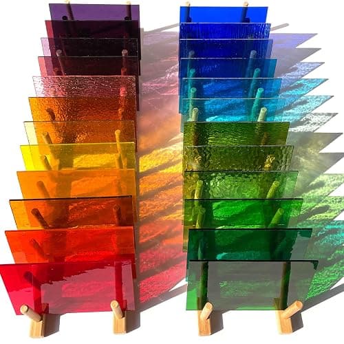 LITMIND 24 Sheets Transparent Cathedral Stained Glass Variety Pack – 4 x 6 Inch Vibrant Rainbow Art Glass for Suncatchers, Mosaics & DIY Crafts - Image 1