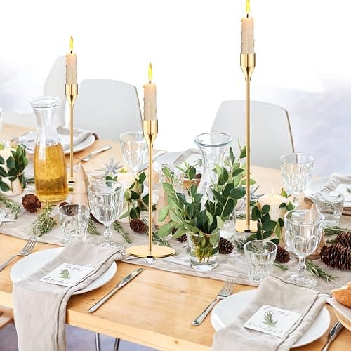Oatnauxil Metal Gold Taper Candle Holder for Wedding, Dinning, Party, Fits 3/4 inch Thick Candle&Led Candles (Set of 6 Pcs) thumbnail 2