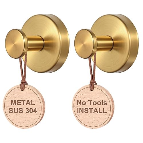 PZTO Suction Cup Hooks:Metal Hanger,for Galss Window Door & Tile Wall,Shower Bathroom Towel Holder Hanging Hook, 2 Pack (Antique Gold) - Image 1