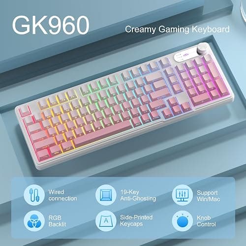 Camiysn Keyboard GK960 98 Keys 95% Layout Keyboards, Type-C Connected Keyboard, Side Engraved ABS Keycaps, for PC/loptop/MAC thumbnail 2