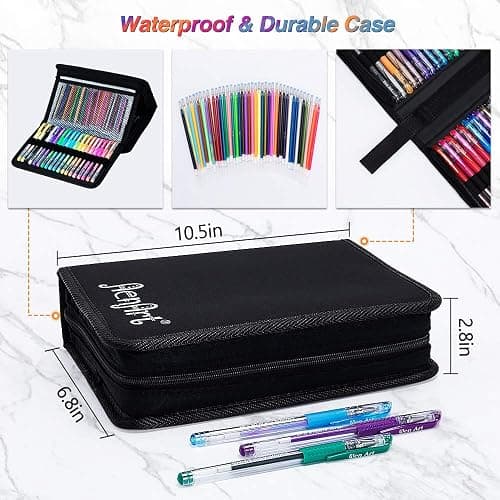 Aen Art Gel Pens for Adult Coloring Books, 160 Pack Artist Colored Gel Pen with 40% More Ink, Black Case. Perfect for Drawing Doodle Crafts Journaling Planner thumbnail 3