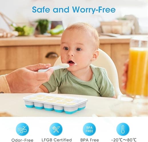 DOQAUS Ice Cube Tray with Lid and Bin - 4 Pack Silicone Ice Cube Trays for Freezer, Stackable Ice Bucket Kits with Storage Container & Scoop for Kitchen, RV, Cocktail, Coffee thumbnail 3