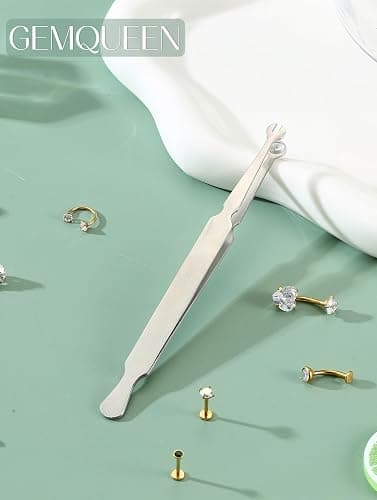 GEMQUEEN Piercing Taper Ball Grabber Tool for Changing Jewelry - 14G 16G 18G 20G Stainless Steel Flat Back Earrings Applicator Tool Threadless Insertion Pin Thread Body Piercing Kit for Ear Nose Lip thumbnail 5