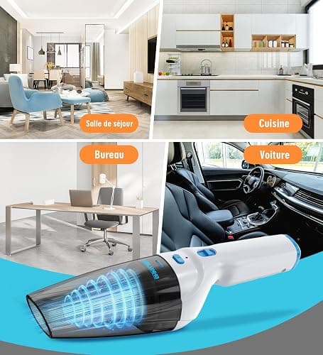 Milunho Aspirateur à Main, 9500PA Aspirateur Voiture Puissant sans Fil, 100W Rechargeable Portable Mini Aspirateur sans Fil, Aspirateur de Voiture pour Maison Voiture Bureau Canapé thumbnail 7