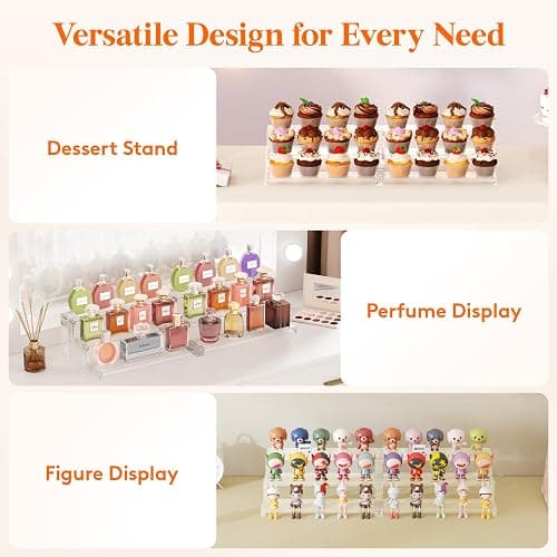 Lifewit 12 Inch Cupcake Stand, 3 Tier Plastic Perfume Cologne Organizer,Display Riser Shelf for Makeup, Cosmetic Vanity Storage, Figurine Holder, Bathroom, Bedroom, Room Decor, Clear, 1 Pcs thumbnail 6
