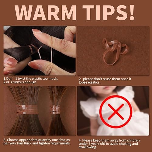 Teenitor Elastic Hair Bands, Small Hair Ties, 2000pcs, Light Brown thumbnail 7