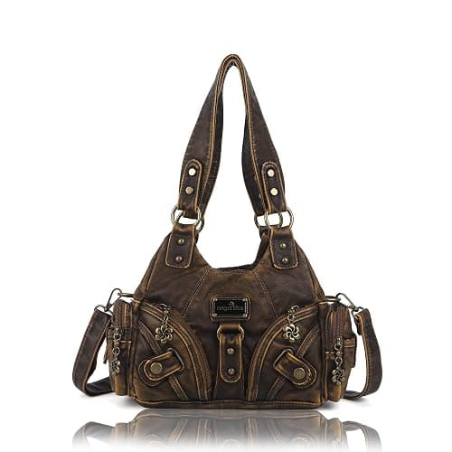 Angel Kiss Purses for Women Small Hobo Shoulder Bags Vagen Leather Multi-Pocket Tote Bag with Zipper - Image 1