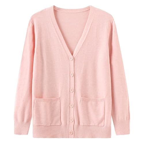 Women's Preppy Japanese Cardigan Kawaii School Uniform Elastic Knit Lightweight Sweater Girls V-Neck Open Front with Pocket thumbnail 2