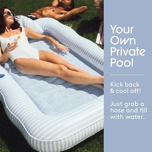 FUNBOY Tanning Pool Lounger Float, XL 72'' x 48'' Pool Float with Custom Pillow and Large Cup Holder, Perfect for Pool or Backyard. thumbnail 3