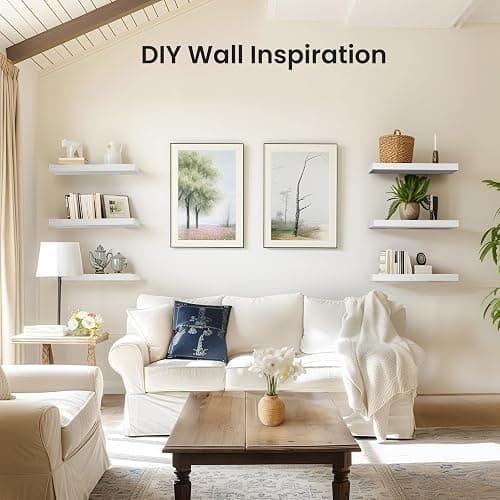 AMADA HOMEFURNISHING Floating Shelves, Wall Shelves for Bathroom/Living Room/Bedroom/Kitchen Decor, White Shelves with Invisible Brackets Set of 3 - AMFS08 thumbnail 2