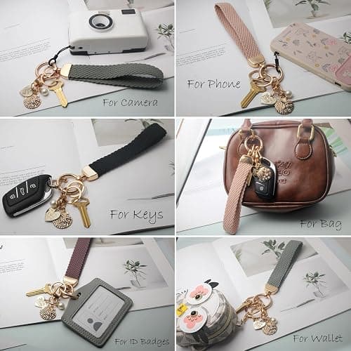 LANTURA Stretchy Wrist Lanyards,Braided Wristlet Keychain for Keys,Cute Woven Keyring Holder for Women,Wrist Strap for Bag thumbnail 4