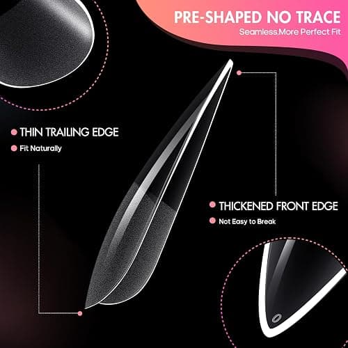 Ranrose Long Almond Nail Tips: 240pcs Nail Tips Full Cover False Nail 12 Sizes Half Matte Pre-shape Acrylic Almond Shaped Press On Nail Tips DIY Nail Salon thumbnail 5