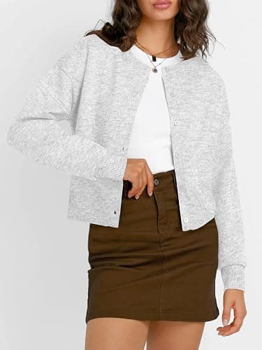Trendy Queen Cropped Cardigan Sweaters for Women Lightweight Crop Knit Y2k Fall Outfits Fashion Clothes 2025 thumbnail 2