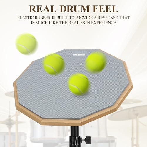 Drum Practice Pad Snare Drum Stand Set 12 In With Double Sided Silent Drum Pad, Drum sticks,Carrying Bag Adjustable Stand (Grey) thumbnail 2