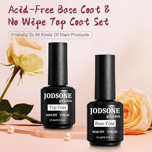 JODSONE 2 Bottles of Top Coat Base Coat Set No Wipe Foundation Combination Bright Surface At Home DIY Nail Salon Girl Gift thumbnail 7