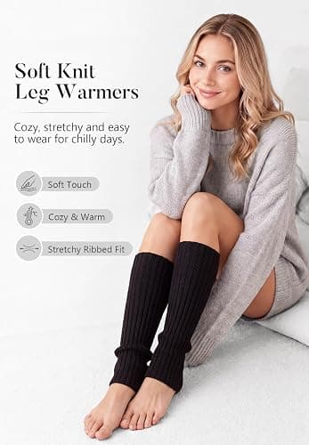 American Trends Women’s Neon Knitted Leg Warmers for 80s Party Dance Yoga | Stay-Up, Soft & Stretchy, Comfortable & Warm, Party Costume Accessories, Layer with Fashion Outfits, Cosplay Dance & Workout thumbnail 3