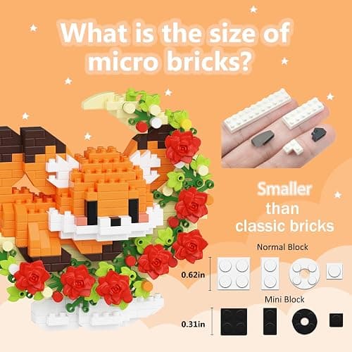 TENYEAH 2 Packs Animals Micro Building Block - Fox & Pig, Cute Building Block Set Animals for Goodie Bags Stuffer, Fox & Pig & Rose on The Moon, Classroom Favor thumbnail 3