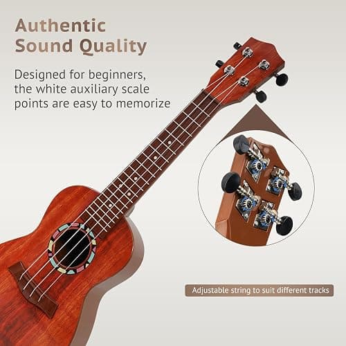 Raimy Kids Guitar Ukulele - 21in Ukulele Guitar Toys for Kids Ages 3 4 5 6 7+ Year Old Boys Girls Simulated Sound Quality Music Instruments Learning Education (Brown) thumbnail 3
