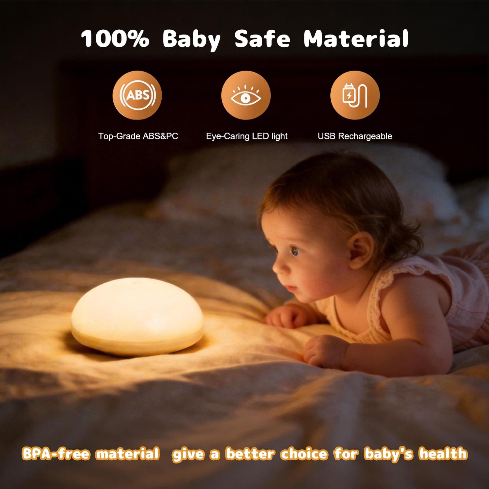 Night Light with Remote Control Wireless Touch Lamp LED Night Lights for Kids Magnetic Base 2 Colors 5 Brightness Dimmable Nursery Bedside Lamp Work for 150H (Breastfeeding Light PRO) thumbnail 5