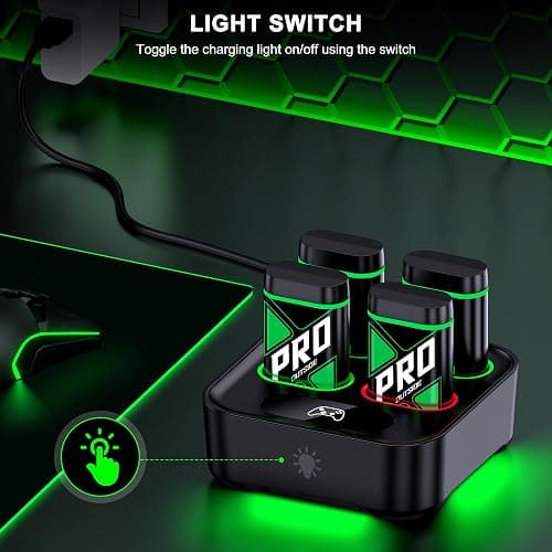 Upgraded Charger for Xbox One Controller Battery Pack with Four USB C Xbox Rechargeable Battery Pack Series X|S, One S/One X/Elite Controller Charger Station Accessories thumbnail 7