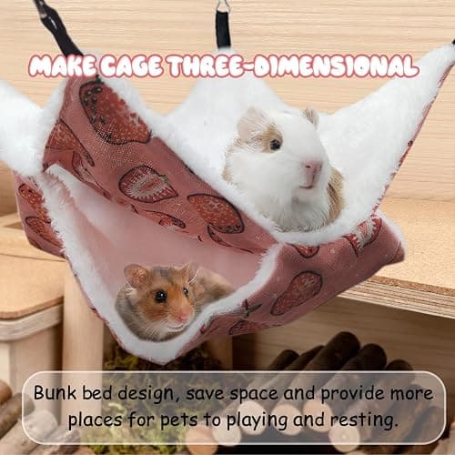 LYART Guinea Pig Rat Ferret Hammock and Warm Bed Small Pet Hideout Tunnel Cave Hanging Bunkbed Hammock Cage Toy for Hamster Sugar Glider Squirrel (3.Hammock & Tunnel) thumbnail 5