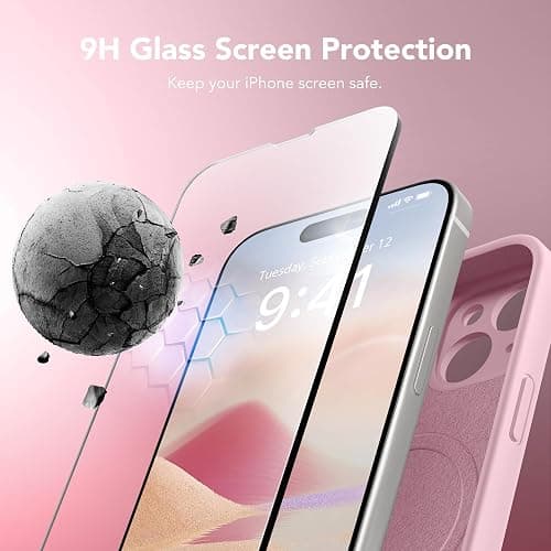 SuydanBox Magnetic for iPhone 15 Case, Compatible with MagSafe, [Screen Protector + Full Camera Protection], Silicone Shockproof Anti-Scratch Protective Phone Case for iPhone 15 6.1", Chalk Pink thumbnail 4