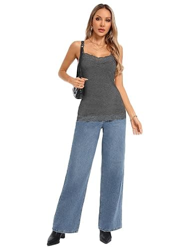 Kate Kasin Women's Adjustable Spaghetti Strap Lace Trim Cami Tunic Tank Top 3PACK thumbnail 8