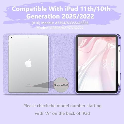 Ynaize for iPad 11th 10th Generation Case with Keyboard - Magnetic Wireless Detachable Keyboard Case Stand Folio Cover with Pencil Holder for iPad 11 inch A16 2025 & 10th Gen 10.9 inch 2022 (Purple) thumbnail 2