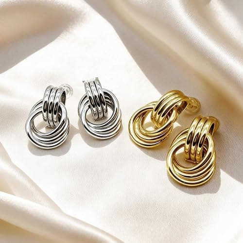 18K Gold Filled Knot Earrings for Women, Elegant Dangle Drop Earrings, Timeless Luxury Jewelry Gift for Her thumbnail 6