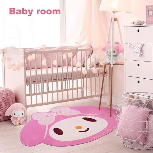 Pink Area Rug for Bedroom 5FT, Kawaii Room Decor Fluffy Anime Rug Carpet, Cute Anti-Slip Floor Mat Rug for Living Room Nursery Dorm Classroom Patio Kids Room Bedside Indoor Outdoor thumbnail 3