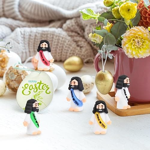 nedeqi 100 PCS Little Jesus Figures, Mini Jesus Figurines in Bulk, Tiny Pocket Rubber Jesus Love You Figure for Religious Party Favors, Sunday School, Baptism Gift, Easter Egg Stuffers (100) thumbnail 2