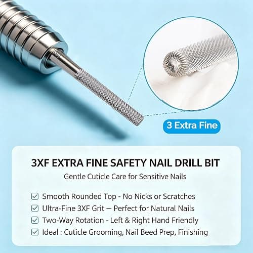 3Pcs Nail Drill Bits Set 3/32 Inch Shank YG6X Carbide Tungsten, 5 in 1 Cross Cut + 3XF Safety+ XC Cone Bits,Two Way Rotation for Acrylic Gel Dip Powder Cuticle Manicure Pedicure thumbnail 2