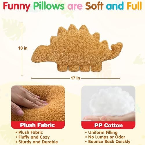 Dino Nugget Pillow Plush, Dinosaur Chicken Plush Nuggets Pillow Funny Birthday Gifts for Boys Girls, Funny Stuffed Animals Plush Toy Pillows, Dinosaur Gifts for Kids Teens Adults (Small, Kentrosaurus) thumbnail 3