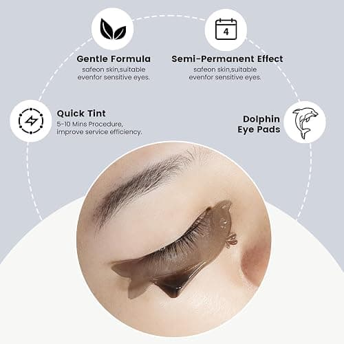 Libeauty Lash Tint Kit with Reusable Dolphin Eye Mask, Eyebrow Tint Kit Black, Large Capacity Eyelash Tint for Salon and Home,15ML thumbnail 4