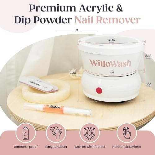 Willowash Electric Nail Soaking Bowl – Acetone-Proof Acrylic Nail Remover Kit for Home – Dip Powder & Acrylic Soak Off Bowl – 100% Pure Acetone Warmer Machine, Manicure Soaking Bowl with Tools thumbnail 5
