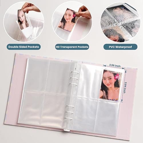 Kpop Photocard Binder, 6 Ring Photocard Holder Collector Album with 240 Card Slots, 30 Double-Sided Photocard Sleeves, A5 Binder for Organizing K-pop Trading Cards thumbnail 3