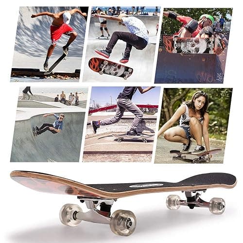 ChromeWheels 31 inch Skateboard Double Kick Skate Board Cruiser Longboard 8 Layer Maple Deck Skateboards for Kids and Beginners - White thumbnail 7