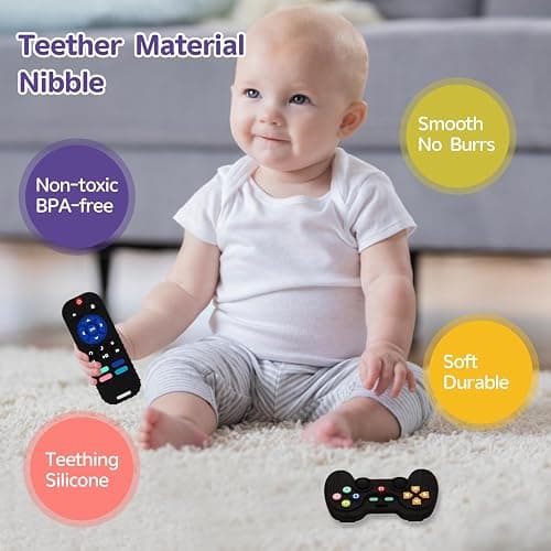 Hooku 2 Pack Silicone Teething Toys for Babies 0-6 Months, Teethers for Babies 6-12 Months, Remote Teether for Baby, Sensory Toys for Babies, Baby Chew Toys KLW8808 thumbnail 3