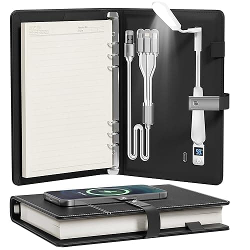 Electmagic Planner 2025-2026,Personalized Notebook with Power Bank &15W Wireless Charger,Travel Journal with Light, Refillable Notebook,Professional Notebook for School.