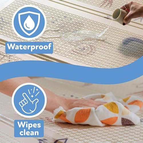 Nuby Foldable Reversible Baby Play Mat, 150 x 200 cm, XXL, 0M+, Rainbow | Waterproof Floormat, Easy to Clean with 2 Designs, Folds up for Easy Storage, Perfect for Fun Safe Baby & Toddler Play thumbnail 4