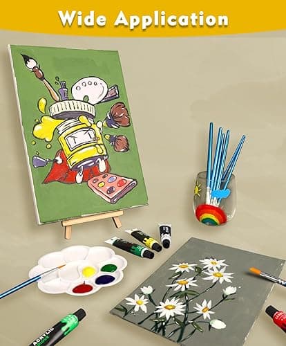 Colorful Acrylic Painting Kit - Paint Supplies Set with 24 Colors, 30 Brushes, 5 Canvases, 1 Pad, 2 Palette, 2 Sponge & 1 Wood Easel - Art Acrylic Paint Set for Beginners, Kids, Adults thumbnail 6