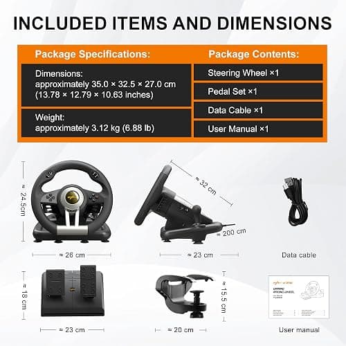 PXN V3 Pro Gaming Steering Wheel with Pedals | Dual Motor Vibration Feedback, Beginner Sim Racing Wheel for PC, PS4, Xbox Series S, Xbox Series X, Xbox One and Switch thumbnail 10