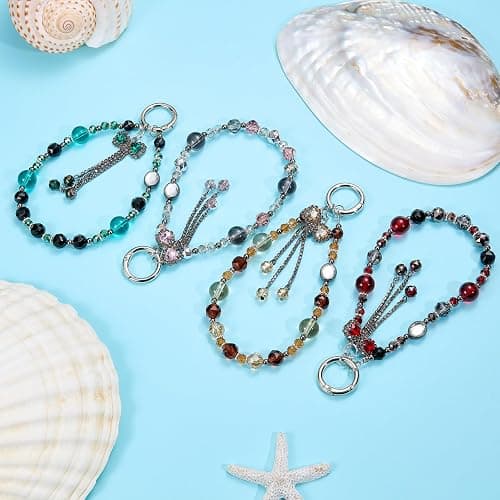 BEEFLYING Crystal Bead Phone Bracelet Strap, Cellphone Bow Charms Wristlet Lanyard for Women, Kawaii Charm Pendant Wrist Strap for Camera Bag Accessories thumbnail 6