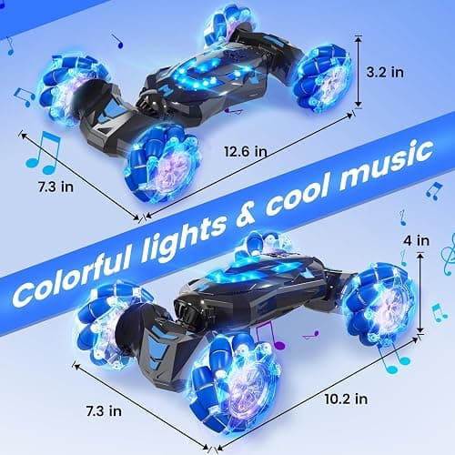 YEMIAI Gesture Sensing RC Stunt Car,4WD Drift Hand Controlled 360° Flips Trick Car with Lights & Music, Toys car is Cool Birthday Gift for Kids Ages 7-12 thumbnail 2